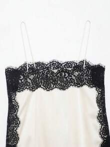 DEEKA Summer New Women's Fashion Elegant Satin Lace Blouse - White 2 - View 7