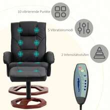 HOMCOM Massage Chair With Footrest, 360° Swivel, Adjustable, Faux Leather Upholstery, 73 X 83 X 106 Cm For Relaxation - Black - View 4