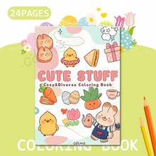 GDTME 24 páginas Libro para colorear lindo, dibujos cálidos y divertidos, actividad de celebración de Pascua, colorear relajante, gran regalo de Pascua, regalo de vuelta a clases, papelería, suministros de oficina - Multicolor - Ver 2
