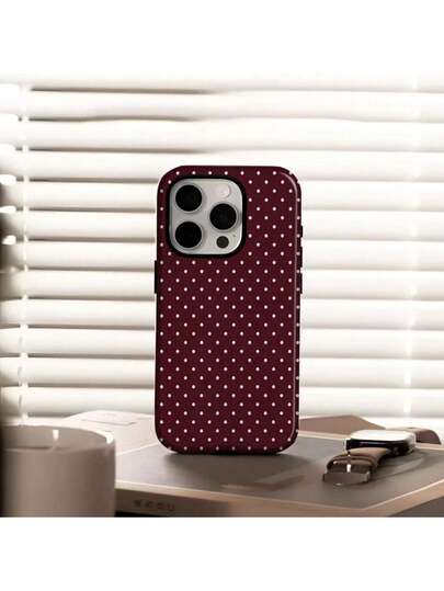 Polka Dot Phone Case, Matte, Burgundy, Compatible With IPhone 17/16/15/14/13/12 Plus/Pro Max