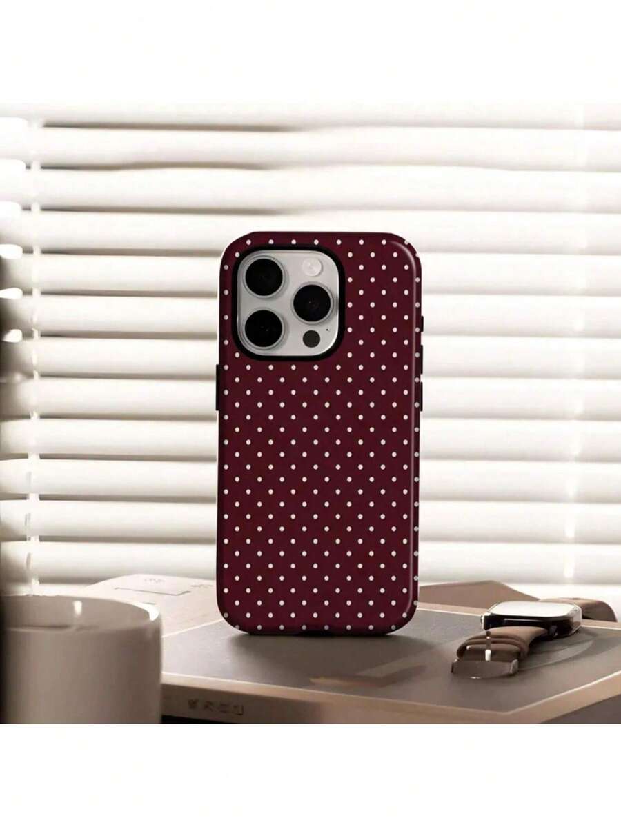 Ốp điện thoại chấm bi, mờ, màu đỏ tía, tương thích với iPhone 17/16/15/14/13/12 Plus/Pro Max