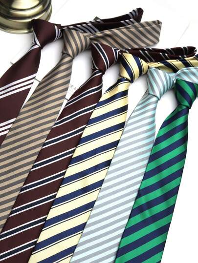 1条条纹男女通用夹式领带，适合校园风、毕业照、休闲、街头、派对、礼品等场合。