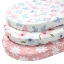3PCS Baby Bassinet Sheets, Breathable Cozy Fitted Mattress Sheet,Floral Elastic Travel Bassinet Cover For Baby Boys Girls - Multicolor - View 12