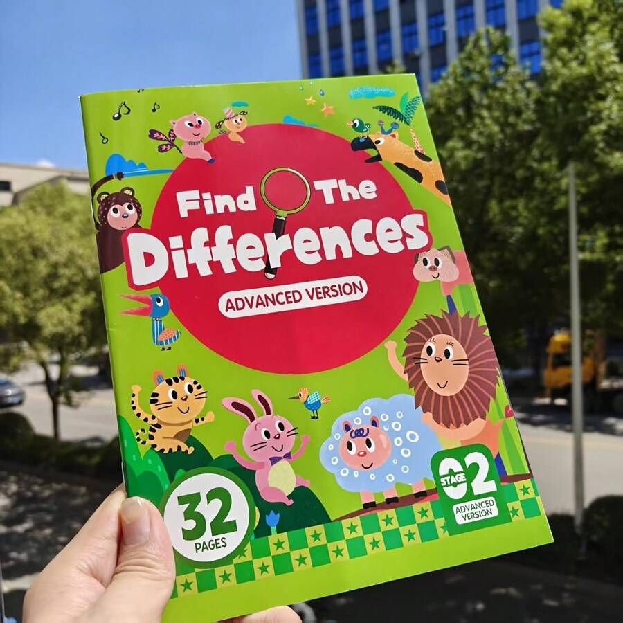 1 Livre - Cahier d'activités Différences cachées, comprend 32 jeux d'observation interactifs et exercices de mémoire | Entraînement de l'attention et de la concentration | Compétences de perception visuelle, jeux de concentration à pages numérotées | Cahier éducatif pour les 6 ans et plus | Activités d'apprentissage scientifiques pour améliorer la concentration et l'observation | Jeux passionnants de recherche d'objets cachés favorisant le développement cognitif