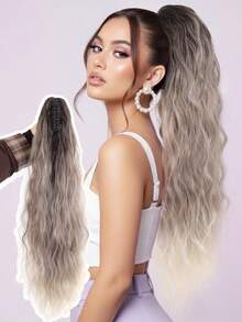 Claw Ponytail Extension Ombre Blonde 26 Inch Long Water Wave Hair Heat-Resistant Fiber Synthetic Ponytail Suitable For Daily Use By Women And Girls At Party Date Wear - Multicolor - View 1