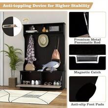 DORTALA 160.02 Cm Hall Tree With Coat Rack And Storage Bench, Multifunctional Coat Rack Freestanding Home Organizer - White - View 6