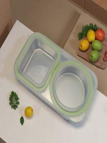 3-komorowy, wielokrotnego użytku pojemnik do przechowywania żywności ze stali nierdzewnej z pokrywką, organizer na przekąski na lunch, piknik, do szkoły, w podróż – odpowiedni dla dorosłych