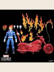 Hasbro 传奇系列可动人偶 - 恶灵骑士，强尼·布雷泽，带摩托车，6英寸比例可动人偶，孩之宝出品，超级英雄，粉丝惊喜礼物，粉丝和收藏家生日礼物，收藏玩具套装 - 彩色 - 查看 3