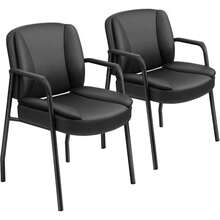 Office Guest Chair Reception Chair For Office Reception Lobby PU Leather Waiting Room Chair With Armrests Executive Office Chair Upholstered Set Of 2 - Black - View 9