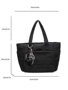 Nuevo bolso de mano blanco clásico y multifuncional de moda, diseño simple, detalles acolchados, diseño de asa superior dual para hombro, bolso de hombro elegante para damas, adecuado para n - Negro 3 - Ver 4