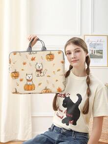 Bolso para laptop con estampado de perro, accesorios de tela para computadora, bolso suave para laptop, funda protectora suave para computadora, funda protectora para laptop, bolso de cuero plano, cierre de cremallera para laptop, funda protectora para computadora, útiles escolares y de oficina, oferta especial de regreso a clases - Multicolor - Ver 2