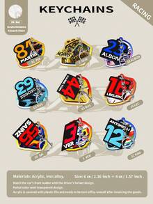 2D Cartoon Character Keychain, Racing Car Sports Keychain, Suitable For Car Enthusiasts, Birthday Gifts, Keychains, Car Key Chains, Packaging Decorations, Backpacks And Indoor Decorations - 1 Keychain (double-sided Printing, Requires Peeling Off the Protective Film). - View 1