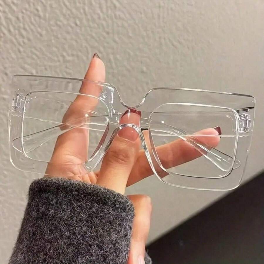 Y2K  Versatile Fashion Glasses, Ultra-Light Simple Retro Classic Design, Suitable For Parties, Shopping, Daily Casual Wear, Great Gift Choice - Viền trong suốt - Xem 1