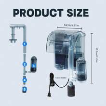 VNEKVA Hang-On Aquarium Filter With Surface Skimmer, Adjustable Flow, For 5–10 Gallon Fish Tank & Turtle Tank - Style A - View 5