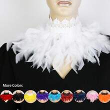 1pc Feather Necklace Collar, Steampunk Party Festival Gothic Collar Shawl, Carnival Accessory, Valentine's Day Costume - Hpwb - View 2