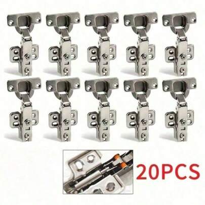 20 mjukstängande skåpgångjärn, lämpliga för 1/2-tums delvis täckta skåp, 100 graders öppningsvinkel, dolda köksgångjärn i rostfritt stål, (inga skruvar eller manualer ingår) Möbler, gångjärn