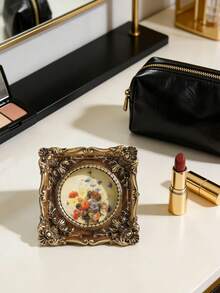 1pc Square Mini Photo Frame Easel Vintage Resin Photo Frame Oil Painting Resin Frame Gallery Wall Decor