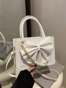 حقيبة يد أنيقة للنساء بلون أحادي للتنقل، حقيبة كتف متعددة الاستخدامات، حقيبة كروس عالية الجودة مناسبة للمواعيد والهدايا والعمل وعيد الحب - أبيض - مشاهدة 10