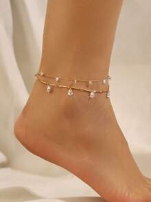 1 Piece Of Women's And Girls' Double-Layered Bamboo Chain Exquisite Small Cherry Round Droplet-Shaped Ankle Chain For Daily Wear And New Year Gift - Multicolor - View 1