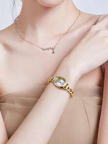 1pc Women's Hollow Design Bracelet Watch, Fashionable Retro Style Suitable For Daily Wear - Gold - View 7