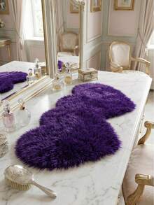 1 件毛绒蓬松高绒心形地毯，6 厘米长绒，适用于客厅、餐厅、卧室、青少年房、托儿所，有多种颜色和款式可供选择 - 黑色 - 查看 7