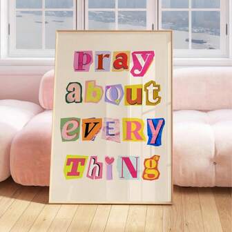 1pc Prayer Wall Art Vintage Christian Wall Painting, Decorative Jesus Wall Art For Girl's Bedroom, Beautiful Christian Art, Biblical Art, Available With Frame