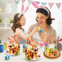 200/100/80/50/30/10支装复活节胡萝卜竹签，水果串，开胃菜签，适合复活节派对 - 黃色 - 查看 4