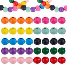 PH PandaHall 400pcs 6mm Dyed Wood Beads - 10 Colors Round Wood Ball Loose Spacer Beads For DIY Jewelry Craft Making, Home Decoration, Macrame, Christmas Tree, Farmhouse Garland - ColorA - 查看 1