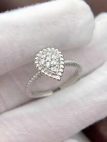 2026 European, American/Japanese, Korean/Middle Eastern Fashion Classic, Cute, Adjustable Size Girl's Ring, Brass Material Micro Inlaid Zirconia Exquisite Cute Girl's Ring - Sparkling Water Droplets YR0855 - View 11