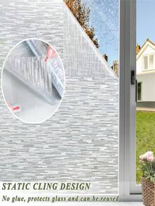 1Roll Window Privacy Film, Frosted Glass Static Cling Sun Heat Blocking Window Clings, Frosting Opaque Coverings, Vinyl Removable Stickers Tint For Home Door Office, Non Adhesive - Multicolor - View 11