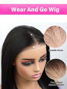 13x6 Wear And Go Glueless Wigs Human Hair Pre Plucked Pre Cut 13x4 Straight Lace Front Wigs Human Hair Glueless Wigs Human Hair Pre Plucked Pre Cut Long Black Wig Lace Wigs Frontal Wigs Human Hair 250 Density Wear And Go Glueless Wigs Human Hair Pre Plucked Pre Cut With Baby Hair Bleached Knots 12A Ready To Wear Straight Wigs For Beginners - Natural Black - 查看 4