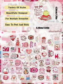 50pcs Valentine's Day Theme Stickers For Luggage Journal Cover Notebook Valentine's Day Gift Decor DIY Doodle Stickers - Multicolor - View 2
