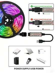 24键遥控器，5V USB RGB LED灯带，适用于电视背光、办公室、桌面底部、电脑显示器、客厅、卧室（建议长度：1米至5米，用于电视和电脑背景照明）。最佳生日礼物，可通过遥控器控制，非常适合用于电视、花园、家居、卧室、客厅、万圣节、圣诞节、婚礼和派对装饰，是生日和圣诞节的完美礼物。 - 彩色光 - 查看 11