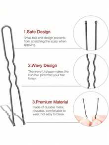 50 Stück/Packung Schwarze U-förmige Haarspangen für Frauen, Haarnadeln für Fotostudio Haarstyling, Haarspangen Accessoires, Haarstyling Werkzeuge, für lockiges Haar von Frauen, Haarsachen, Herbst, Frauen, Haarsachen, Geschenke, Reisen, Geschenke für Frauen, Haarsachen, für Frauen, Weihnachtsgeschenke für Frauen, Weihnachten, Geschenke für Frauen, für Erwachsene, für Erwachsene, Haarsachen, Damenaccessoires, Strumpfstopfer, Geschenkideen zur Volljährigkeit für Frauen, Schönheit, Weihnachtsgeschenke für Frauen, Kopfschmuck - Schwarz - Übersicht 5