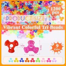 UPINS 1200 abalorio de plástico transparente de colores Kandi Rainbow a granel para manualidades corona bastón de caramelo abalorio de árbol de día festivo decoración de abalorio - TransparenteMulticolor - Ver 2