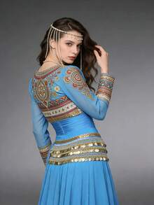 1件装女士爵士舞/肚皮舞腰链腰带，舞蹈服装腰链裙，异域风情硬币流苏腰带 - 多色 - 查看 12