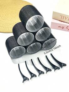 24/12/10个装超大卷发棒，带夹子，自粘式卷发器，适用于长发/中长发/短发及刘海，DIY卷发工具，尺寸：2.17英寸、1.9英寸、1.53英寸，居家必备卷发配件，美发造型套装，美发工具，理发店美容旅行必备，护发产品，家居睡眠浴室装饰日常佩戴柔软护发产品，发饰 - 黑色 - 查看 13