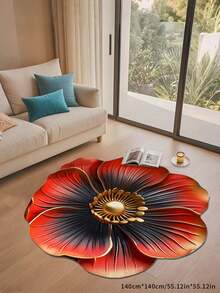 1pc Modern Floral Design Decorative Rug, Bedroom Decor, Small Rug, Carpet, Home Decor, Living Room Rug, Living Room Small Rug, Bedroom Rug, Living Room Home Decor, Outdoor Rug, Washable Rug, Plush Rug, Thick Rug, Fluffy Rug, Thickened Rug, Fleece Rug, Autumn/Winter Rug, Thick/Plush - Multicolor - View 3