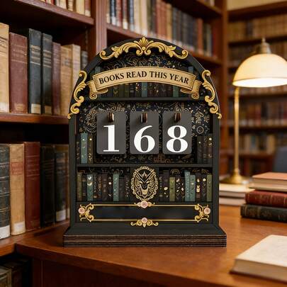 一套复古木质书籍计数器 | 年度阅读量计数器（最多可记录 999 本书） - 书架装饰阅读记录器