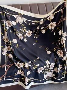 1pc Women's Satin Smooth Cashew Pattern Printed Large Scarf, Suitable For Holidays, Outings And Daily Wear