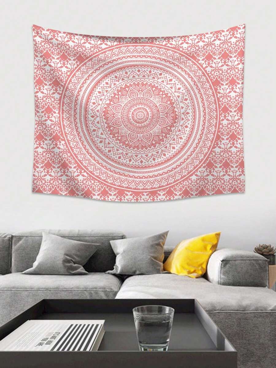 1 قطعة من المنسوجات المطبوعة بطراز المندالا، قماش معلق على الحائط لديكور المنزل، علم لغرفة النوم، ديكور الغرفة، منسوجات معلقة، ديكور الحائط، فن الحائط، أغراض الغرفة، أعلام للغرفة، منسوجات معلقة، منسوجات معلقة على الحائط، منسوجات معلقة باللون الوردي - متعدد الألوان - مشاهدة 1