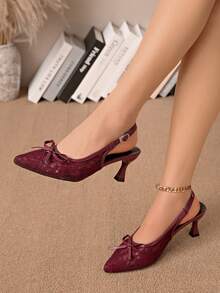 New Women's Stiletto High Heels, Summer Breathable Lace Mesh Sandals, French Style Versatile - Burgundy - View 1