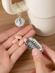 1pc Sparkling Metal Pill Holder With Handle For Tumblers - Bling Cup Accessory, Unscented Tablet Organizer, Food Contact , Perfect For Daily Medication Management, Daily Pill Organizer | Bling Cup Accessory | Decorative Compartment, Pill Box - Multicolor - View 1