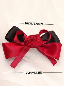 قطعة واحدة من مشبك شعر نسائي بريشة وفيونكة مرصعة بالراين ذو طراز بالية راقي، بألوان أحمر وأخضر وأزرق وبنفسجي وزهري وشمبانيا وبيج، إكسسوارات شعر أنيقة وجذابة للنساء - متعدد الألوان - مشاهدة 2