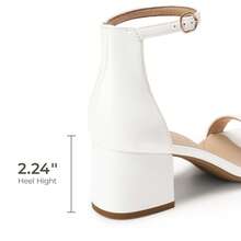 Dream Pairs Women Low Chunky Heeled Sandals Classic Open Toe Ankle Strap Summer Heeled Sandals With Adjustable Buckle For Daily Work Wedding Party - trắng - Xem 4