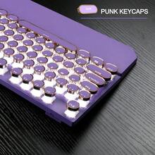 MageGee Typewriter Mechanical Gaming Keyboard, Retro Black Punk Round Keycaps RGB Rainbow Backlit Wired Keyboards For Laptop  PC Gamer, With Magnetic Wrist Rest - Blue Switch - Màu tím - Xem 6