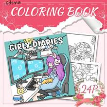 GDTME Libro para colorear de 24 páginas sobre la vida diaria de las niñas, la vida independiente de las mujeres, la vida hogareña acogedora, colorear relajante, un gran regalo para el Día de San Valentín, el regreso a la escuela, el Día de la Mujer, artículos de papelería, suministros de oficina - Multicolor - Ver 8