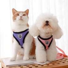 Pet Cat Dog Leash Set With Escape-Proof Adjustable Harness & Collar, Reflective Safety Strap, Soft Breathable Mesh Material - Green - View 6