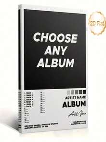 1-Piece Framed Music Poster Canvas Wall Art - Modern Minimalist Album Cover Design With "Choose Any Album" Text - Hangable Framed Canvas Print, Suitable For Living Room, Bedroom, Home Office Decoration - Gift For Music Lovers - 12x18 Inches (30x46 Cm) - Includes Easy-To-Hang Hooks - Music Studio Decoration, Music Wall Art, Bedroom Artwork, Stylish Frame Design, Durable Frame Material, High-Quality Print, 2D Flat - trắng - Xem 1