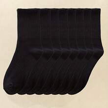 4 Pairs Women's Black & White Jacquard Solid Color Elastic Waist Breathable Cotton Socks, Street Fashion, Soft & Comfortable, Casual Fuzzy Socks, Suitable For Autumn/Winter, Daily, Home, Office - Multicolor - View 4